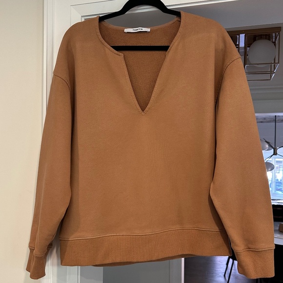Thakoon Tops - Thakoon Tan V-neck Cropped Sweatshirt - Size XL